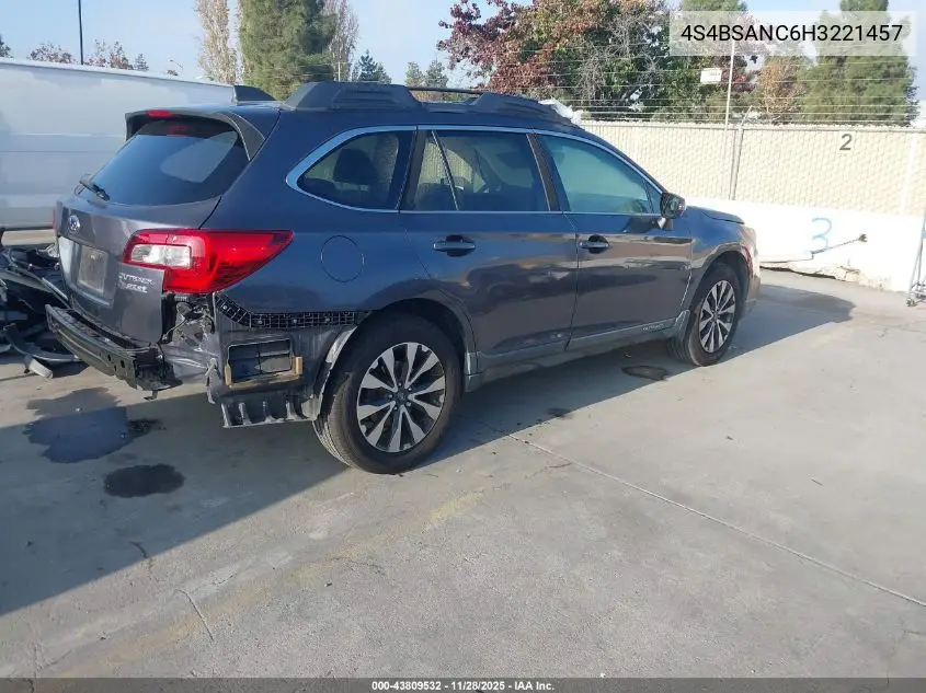 4S4BSANC6H3221457 2017 Subaru Outback 2.5I Limited