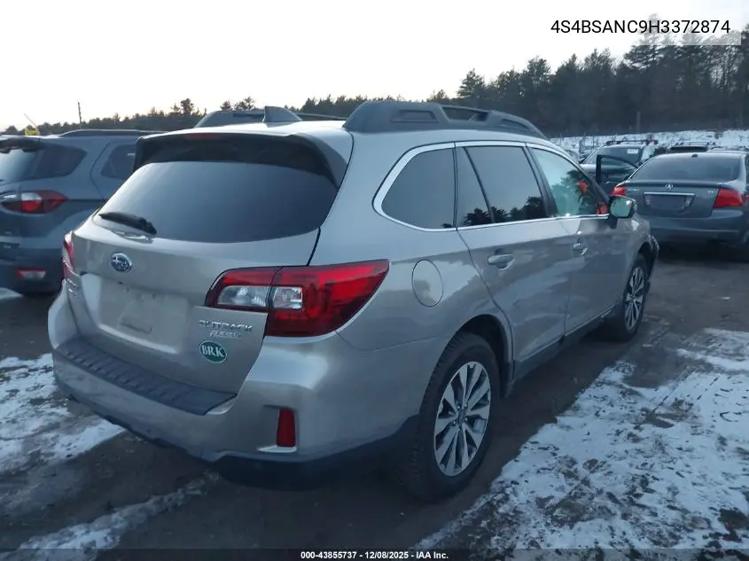 4S4BSANC9H3372874 2017 Subaru Outback 2.5I Limited