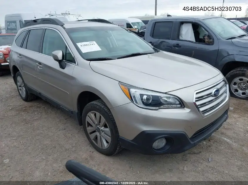 4S4BSADC5H3230703 2017 Subaru Outback 2.5I Premium