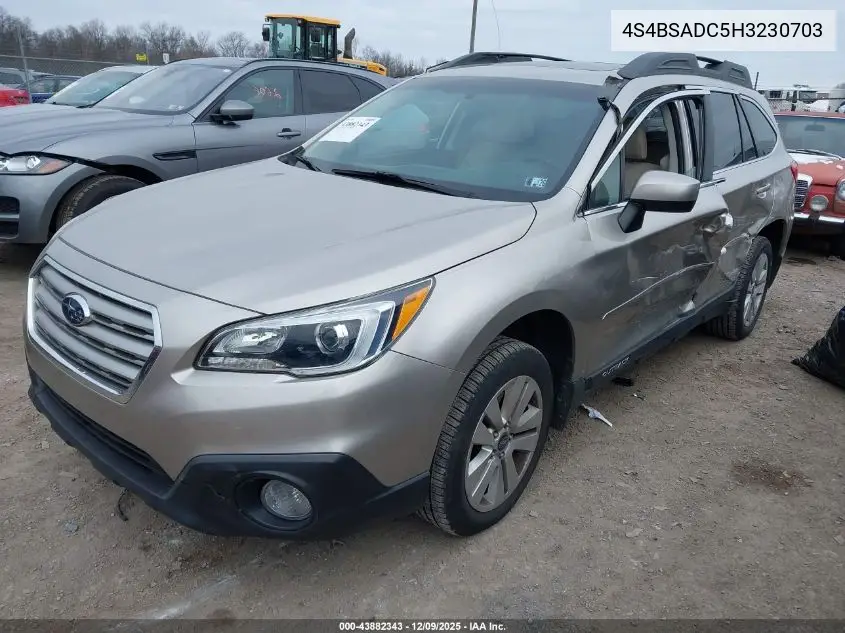 4S4BSADC5H3230703 2017 Subaru Outback 2.5I Premium