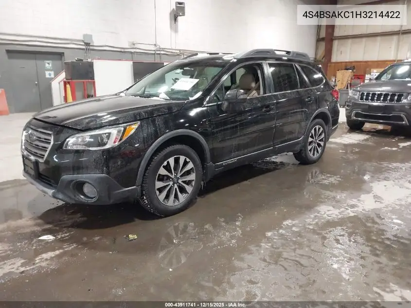4S4BSAKC1H3214422 2017 Subaru Outback 2.5I Limited