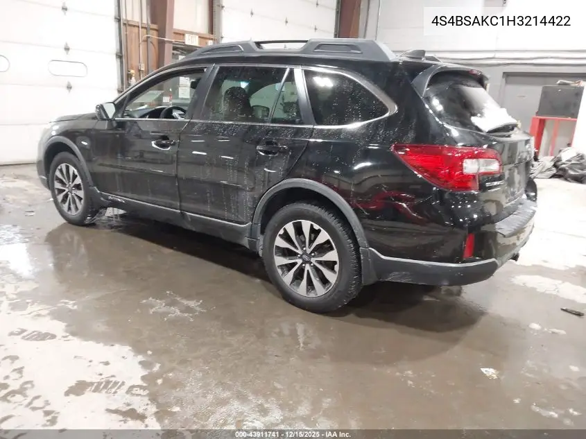 4S4BSAKC1H3214422 2017 Subaru Outback 2.5I Limited