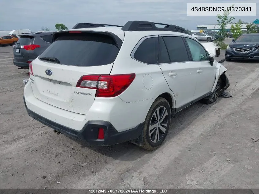 2018 Subaru Outback 2.5I Limited VIN: 4S4BSDNC9J3370341 Lot: 12012049