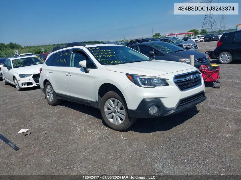 4S4BSDDC1J3243374 2018 Subaru Outback 2.5I Premium