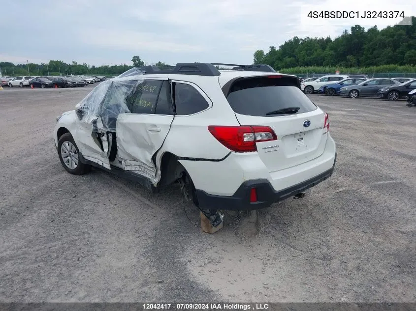 2018 Subaru Outback 2.5I Premium VIN: 4S4BSDDC1J3243374 Lot: 12042417