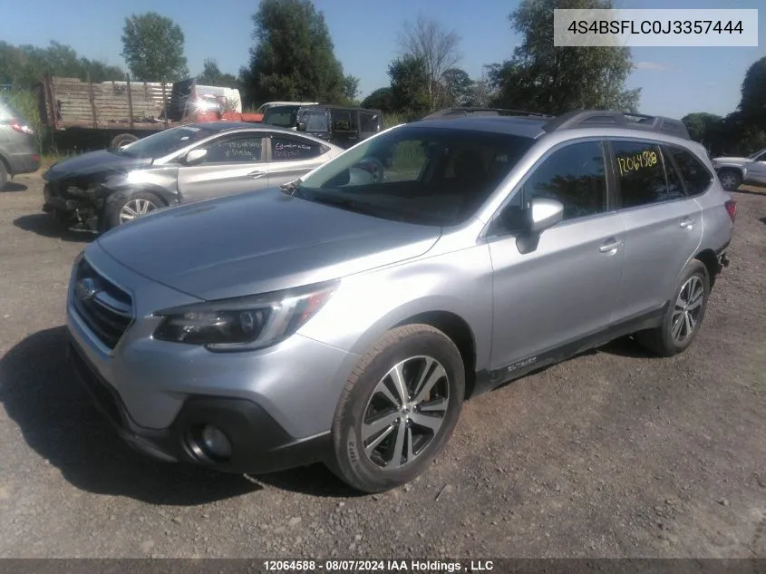 2018 Subaru Outback VIN: 4S4BSFLC0J3357444 Lot: 12064588