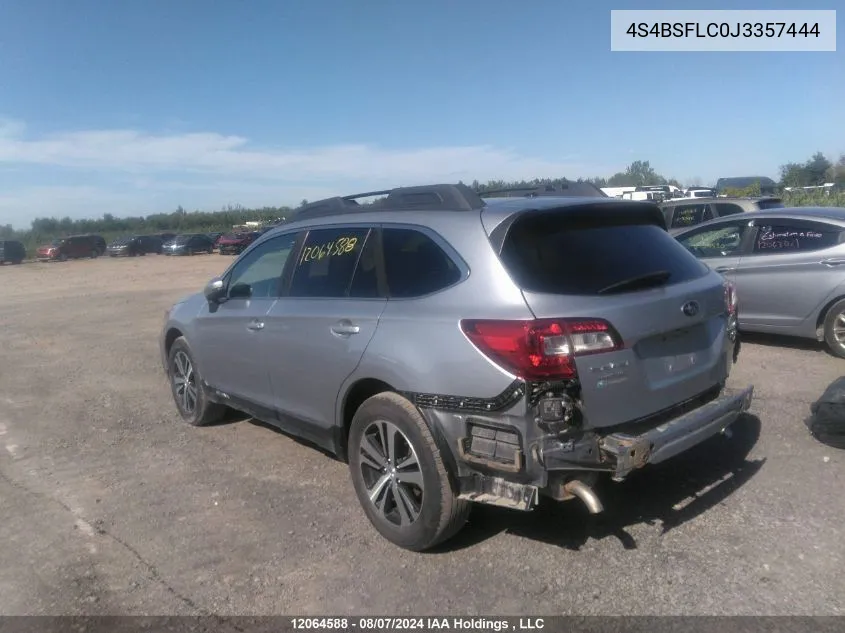 2018 Subaru Outback VIN: 4S4BSFLC0J3357444 Lot: 12064588