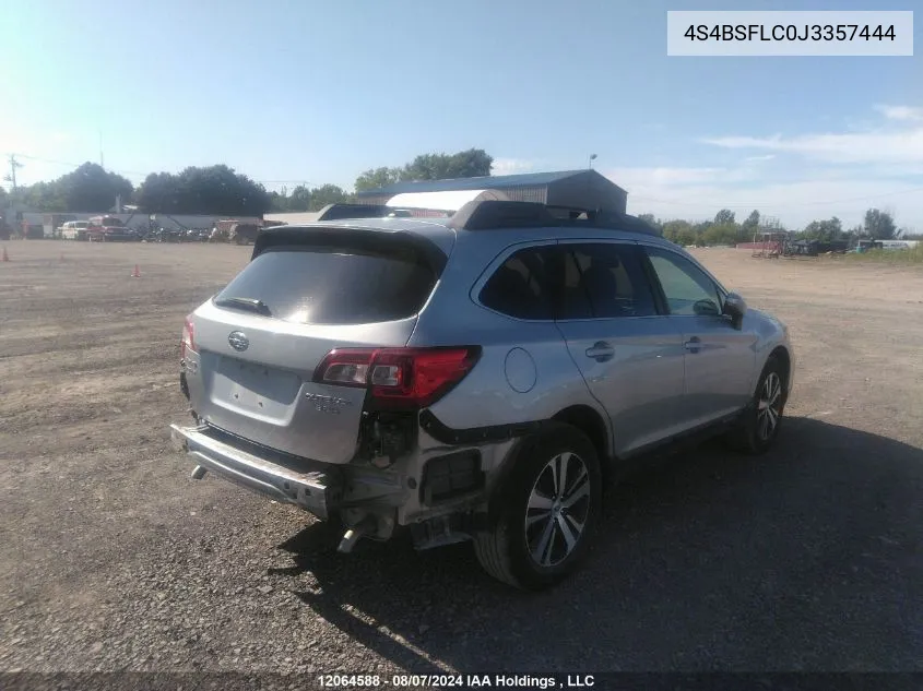 2018 Subaru Outback VIN: 4S4BSFLC0J3357444 Lot: 12064588