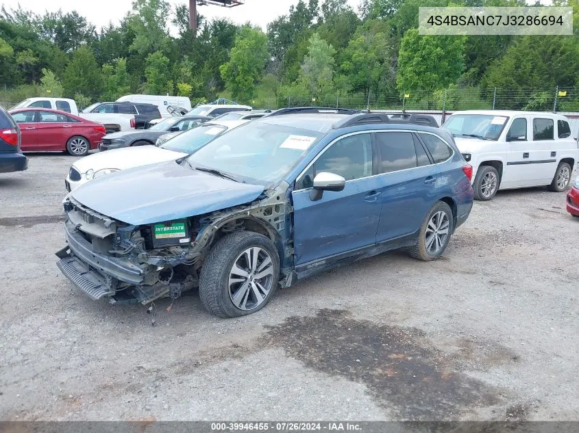 2018 Subaru Outback 2.5I Limited VIN: 4S4BSANC7J3286694 Lot: 39946455