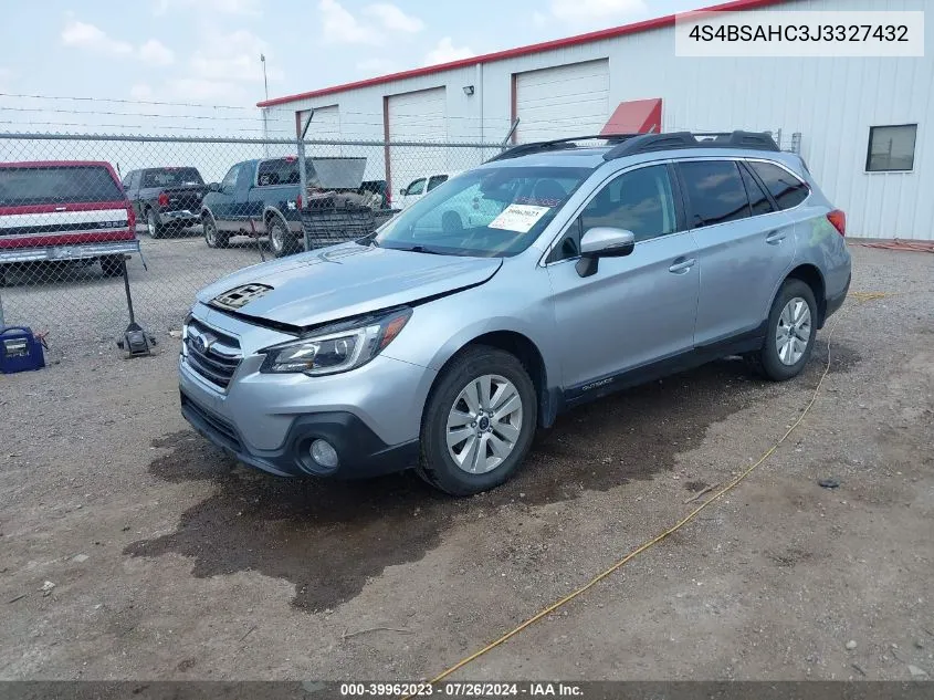 2018 Subaru Outback 2.5I Premium VIN: 4S4BSAHC3J3327432 Lot: 39962023