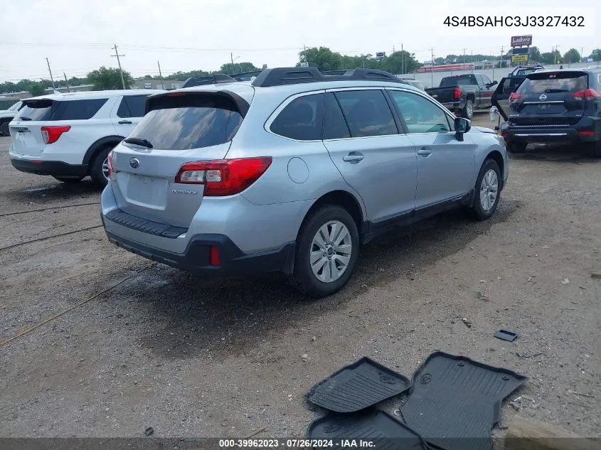 2018 Subaru Outback 2.5I Premium VIN: 4S4BSAHC3J3327432 Lot: 39962023