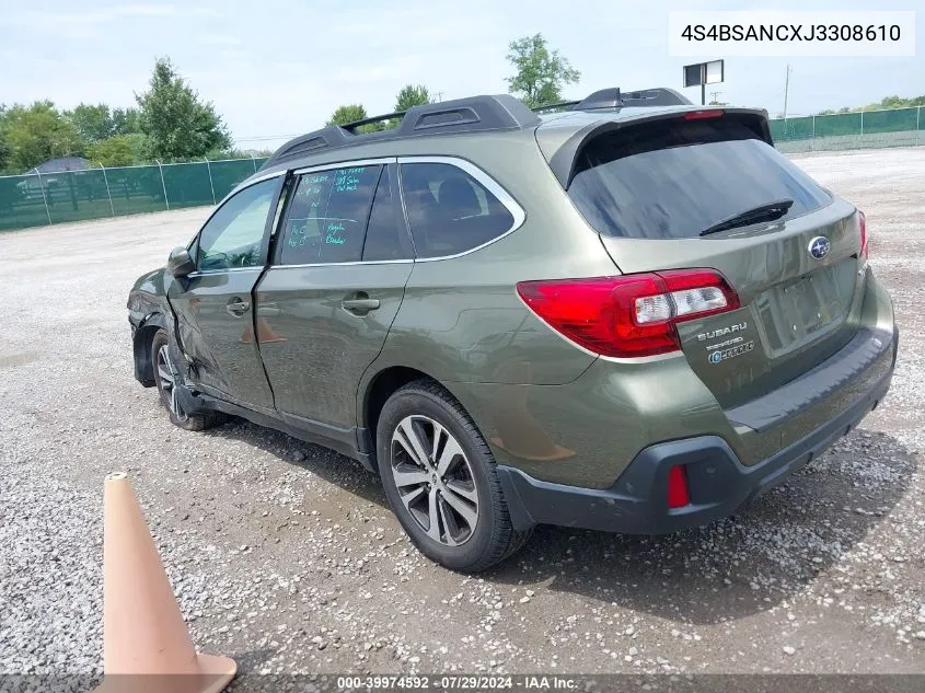 4S4BSANCXJ3308610 2018 Subaru Outback 2.5I Limited