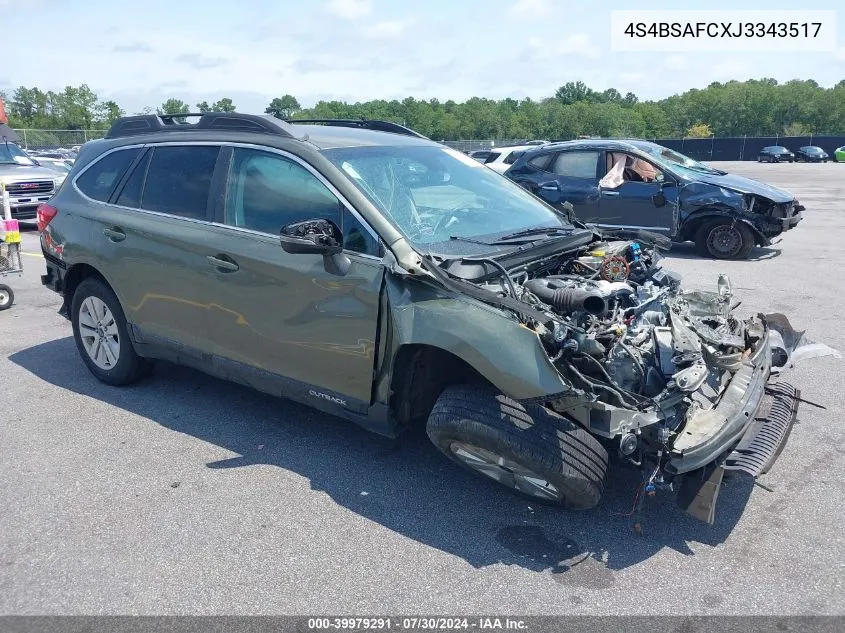 2018 Subaru Outback 2.5I Premium VIN: 4S4BSAFCXJ3343517 Lot: 39979291