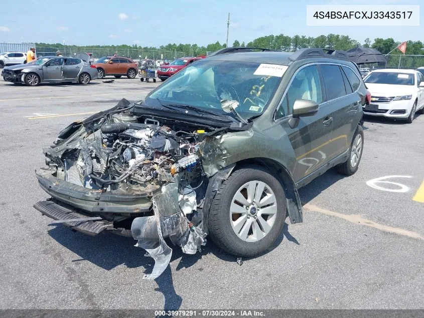 2018 Subaru Outback 2.5I Premium VIN: 4S4BSAFCXJ3343517 Lot: 39979291