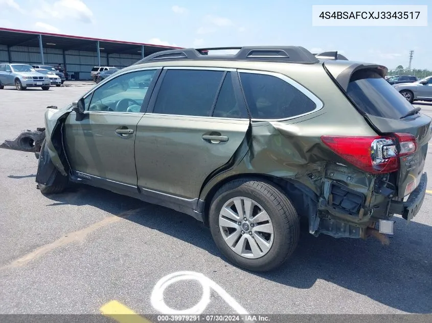 2018 Subaru Outback 2.5I Premium VIN: 4S4BSAFCXJ3343517 Lot: 39979291