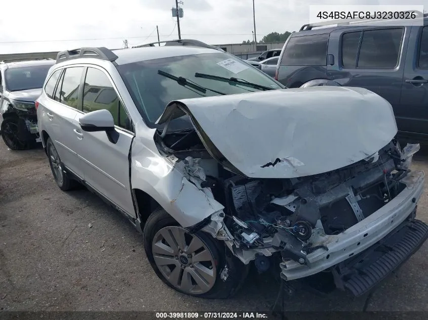 2018 Subaru Outback 2.5I Premium VIN: 4S4BSAFC8J3230326 Lot: 39981809