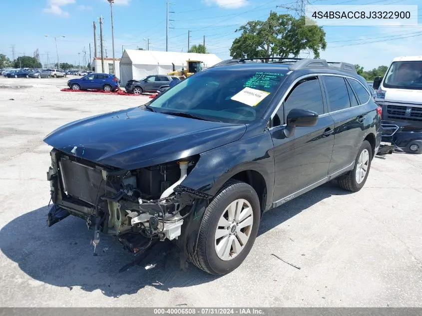 4S4BSACC8J3322900 2018 Subaru Outback 2.5I Premium