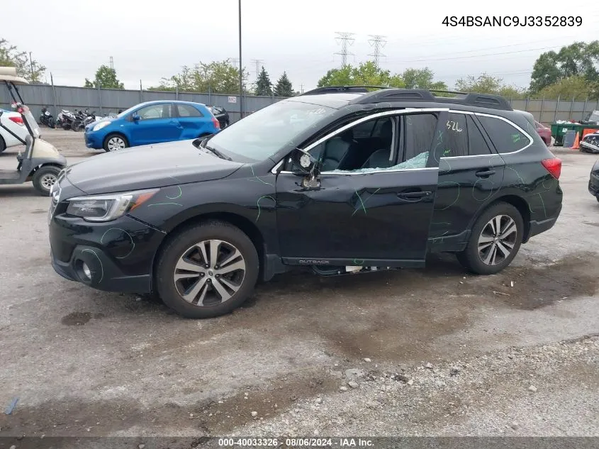 2018 Subaru Outback 2.5I Limited VIN: 4S4BSANC9J3352839 Lot: 40033326