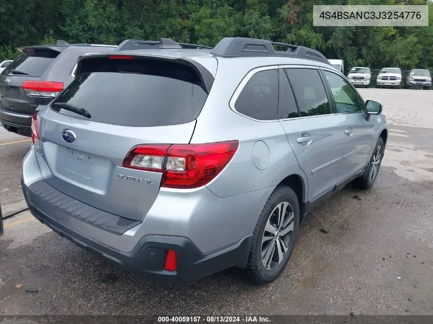 2018 Subaru Outback 2.5I Limited VIN: 4S4BSANC3J3254776 Lot: 40059157