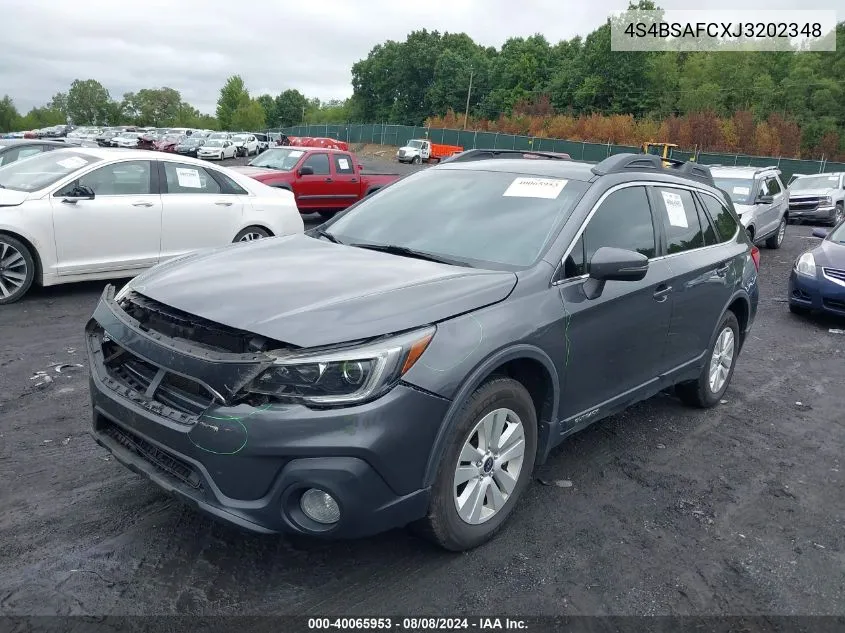 2018 Subaru Outback 2.5I Premium VIN: 4S4BSAFCXJ3202348 Lot: 40065953