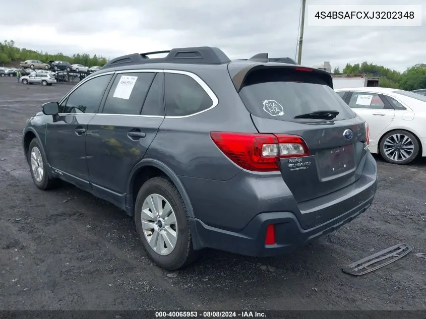 2018 Subaru Outback 2.5I Premium VIN: 4S4BSAFCXJ3202348 Lot: 40065953