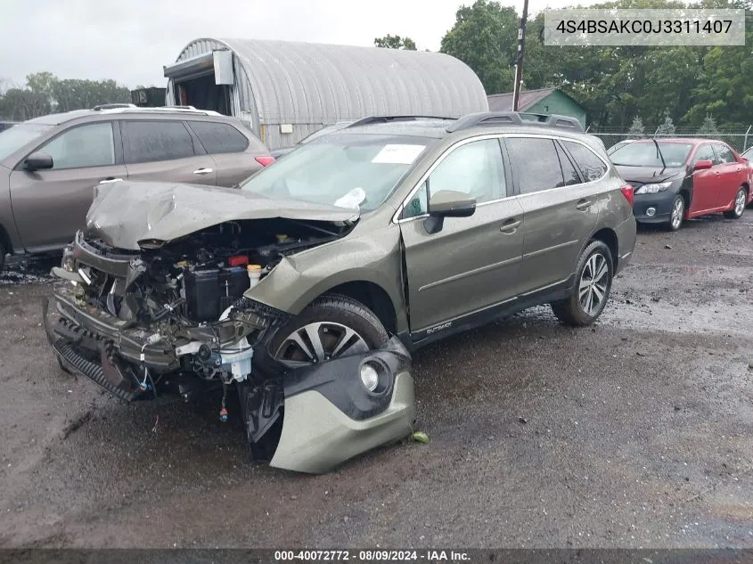 4S4BSAKC0J3311407 2018 Subaru Outback 2.5I Limited