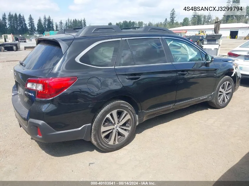 2018 Subaru Outback 2.5I Limited VIN: 4S4BSANCXJ3299794 Lot: 40103541