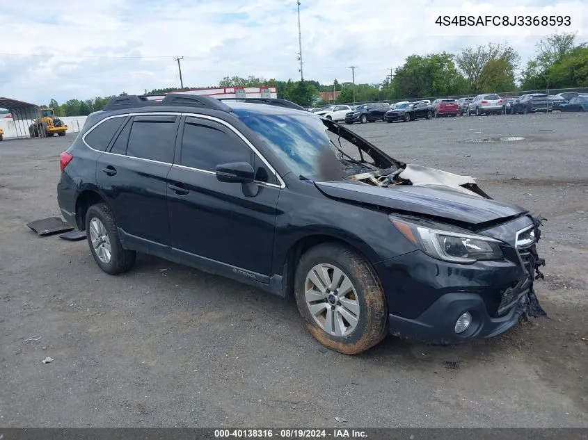 2018 Subaru Outback 2.5I Premium VIN: 4S4BSAFC8J3368593 Lot: 40138316