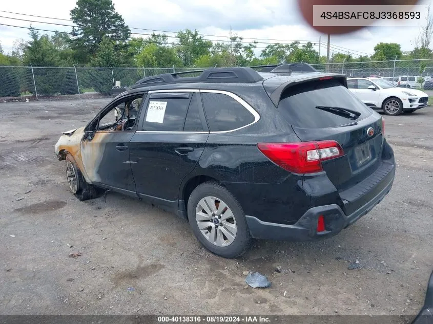 2018 Subaru Outback 2.5I Premium VIN: 4S4BSAFC8J3368593 Lot: 40138316