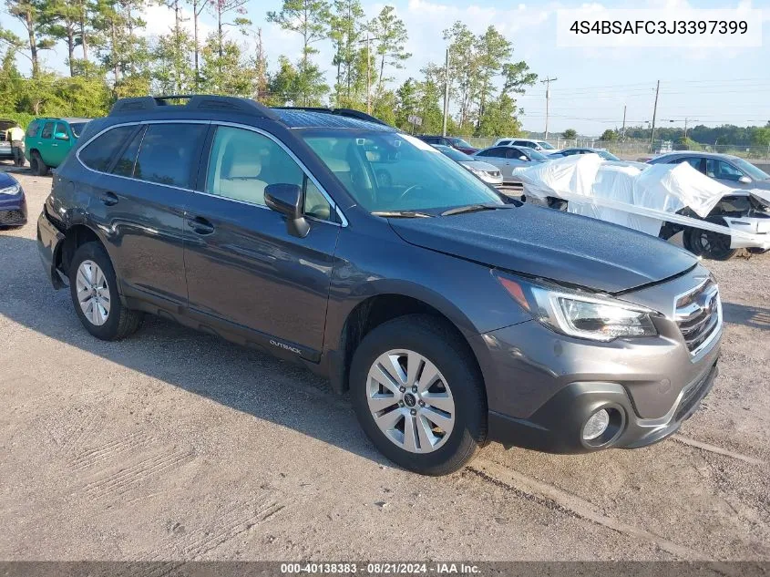 2018 Subaru Outback 2.5I Premium VIN: 4S4BSAFC3J3397399 Lot: 40138383