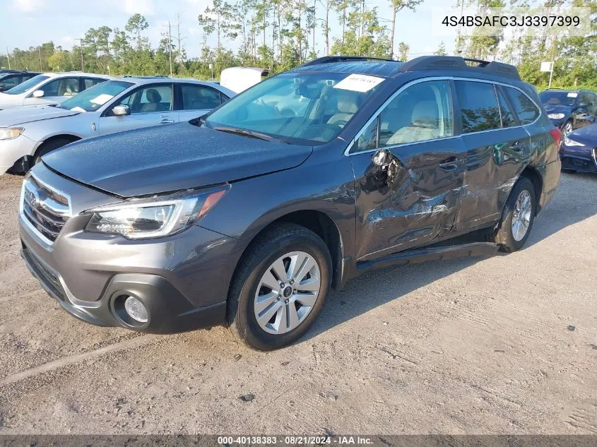 2018 Subaru Outback 2.5I Premium VIN: 4S4BSAFC3J3397399 Lot: 40138383