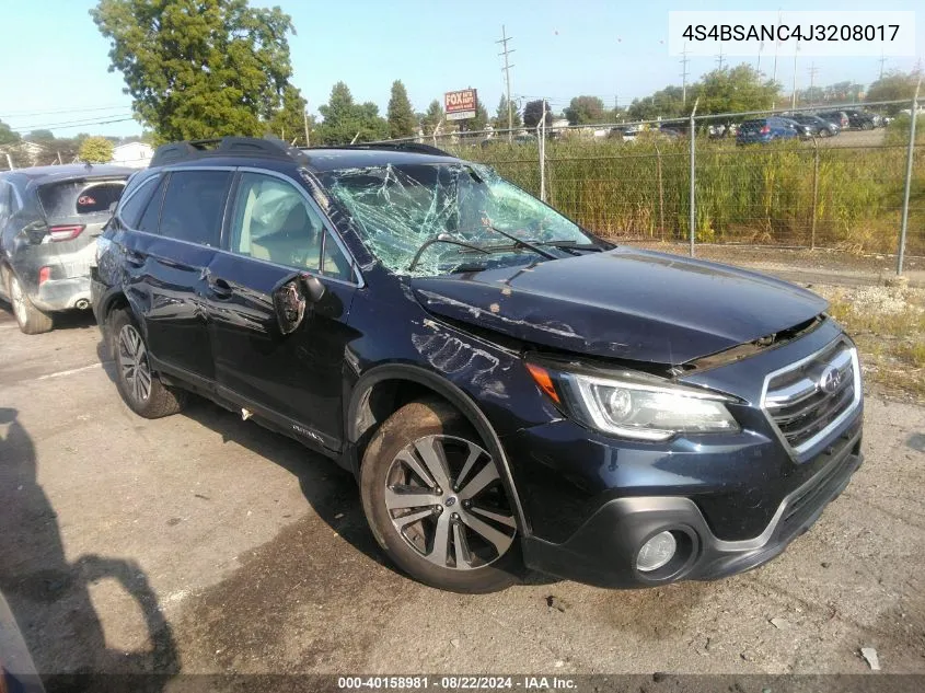 4S4BSANC4J3208017 2018 Subaru Outback 2.5I Limited