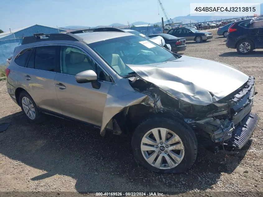 2018 Subaru Outback 2.5I Premium VIN: 4S4BSAFC4J3213815 Lot: 40169526