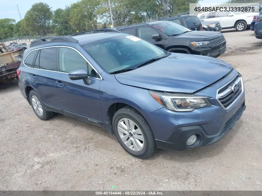 2018 Subaru Outback 2.5I Premium VIN: 4S4BSAFC3J3332875 Lot: 40184446