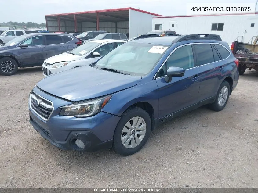 2018 Subaru Outback 2.5I Premium VIN: 4S4BSAFC3J3332875 Lot: 40184446