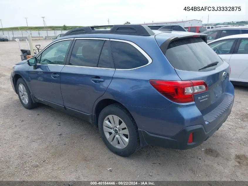 2018 Subaru Outback 2.5I Premium VIN: 4S4BSAFC3J3332875 Lot: 40184446