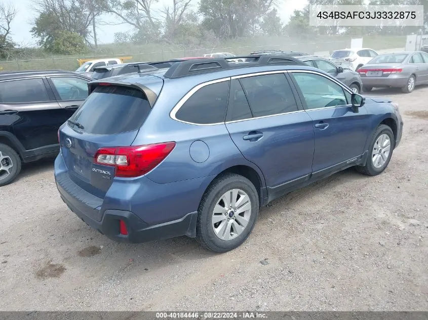 2018 Subaru Outback 2.5I Premium VIN: 4S4BSAFC3J3332875 Lot: 40184446