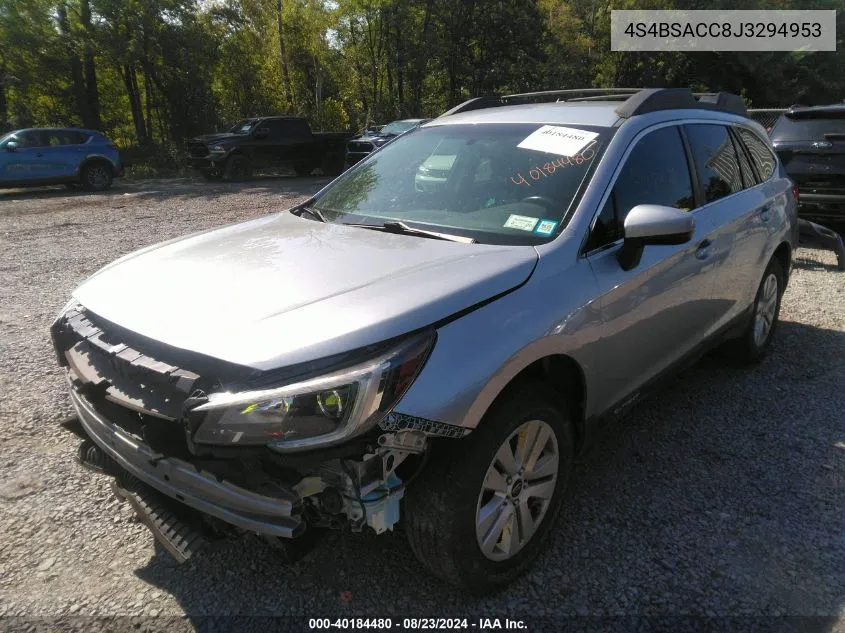 2018 Subaru Outback 2.5I Premium VIN: 4S4BSACC8J3294953 Lot: 40184480