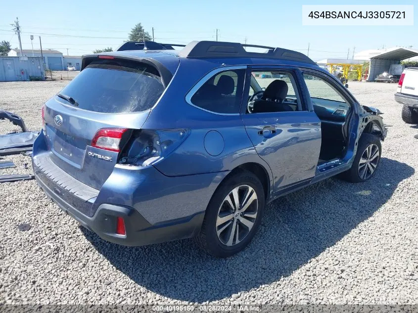 2018 Subaru Outback 2.5I Limited VIN: 4S4BSANC4J3305721 Lot: 40195150