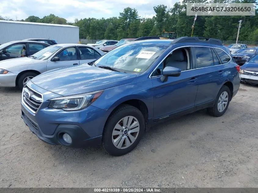 2018 Subaru Outback 2.5I Premium VIN: 4S4BSAFC7J3206650 Lot: 40218359