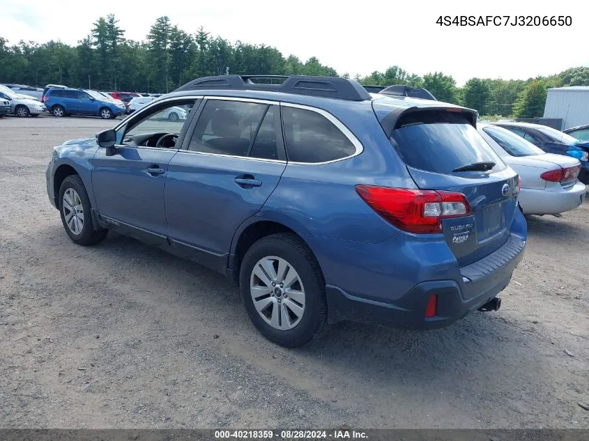 2018 Subaru Outback 2.5I Premium VIN: 4S4BSAFC7J3206650 Lot: 40218359