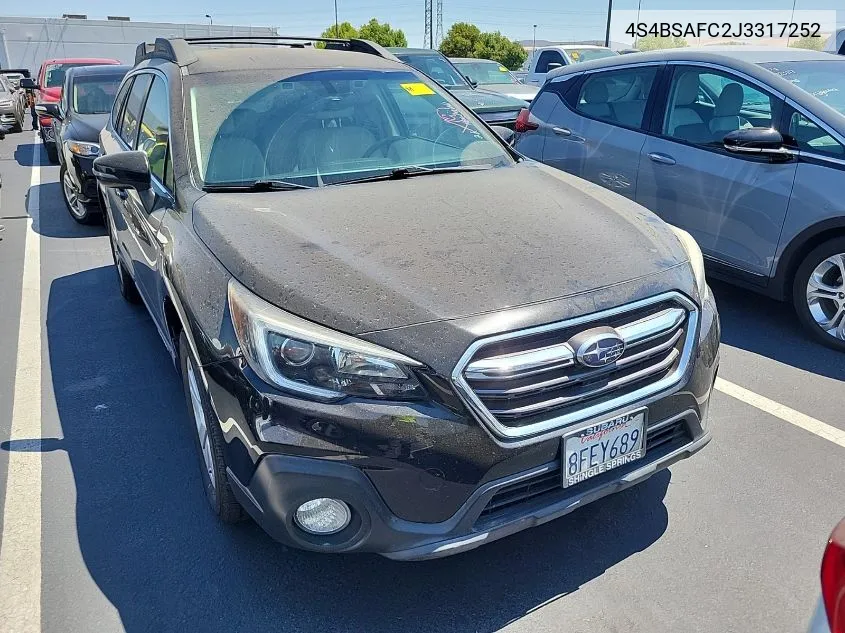 2018 Subaru Outback 2.5I Premium VIN: 4S4BSAFC2J3317252 Lot: 40241938