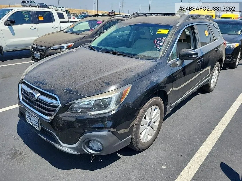 2018 Subaru Outback 2.5I Premium VIN: 4S4BSAFC2J3317252 Lot: 40241938