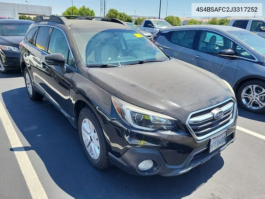 2018 Subaru Outback 2.5I Premium VIN: 4S4BSAFC2J3317252 Lot: 40241938