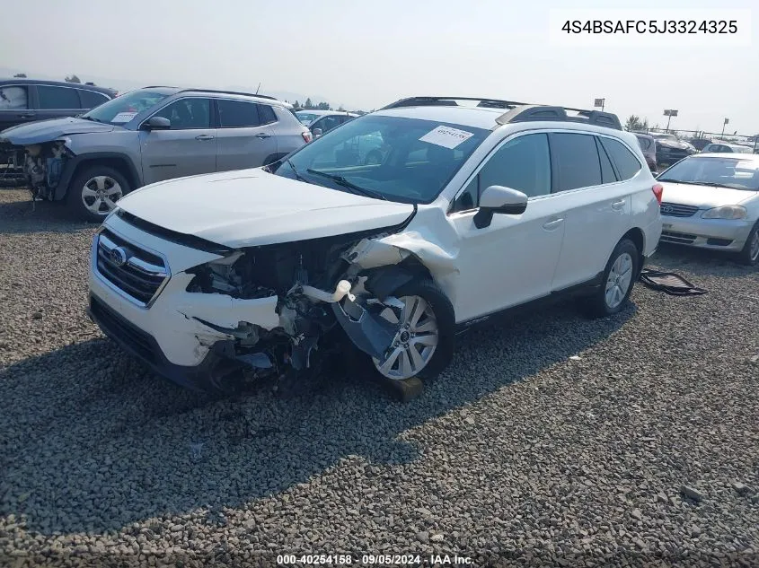 2018 Subaru Outback 2.5I Premium VIN: 4S4BSAFC5J3324325 Lot: 40254158