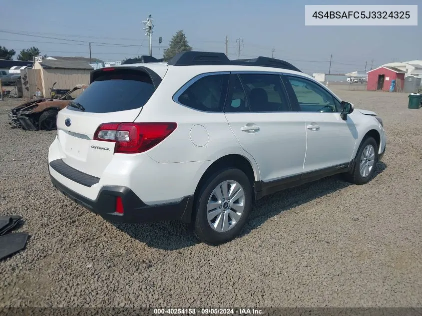 2018 Subaru Outback 2.5I Premium VIN: 4S4BSAFC5J3324325 Lot: 40254158