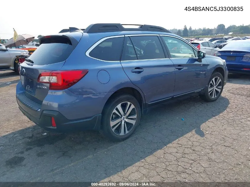 2018 Subaru Outback 2.5I Limited VIN: 4S4BSANC5J3300835 Lot: 40292692