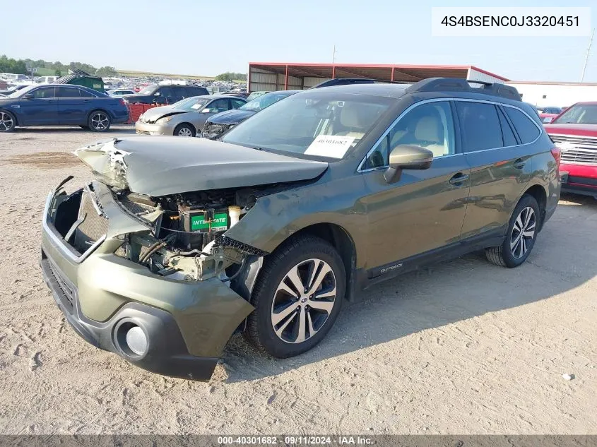 2018 Subaru Outback 3.6R Limited VIN: 4S4BSENC0J3320451 Lot: 40301682