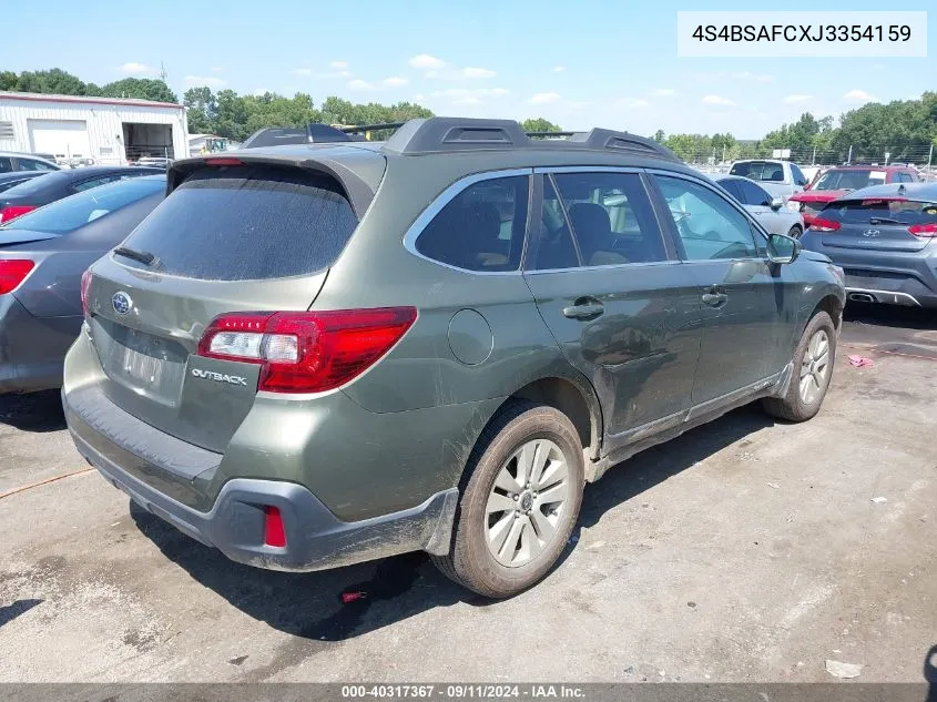 2018 Subaru Outback 2.5I Premium VIN: 4S4BSAFCXJ3354159 Lot: 40317367