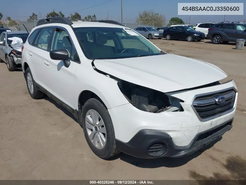 4S4BSAAC0J3350600 2018 Subaru Outback 2.5I